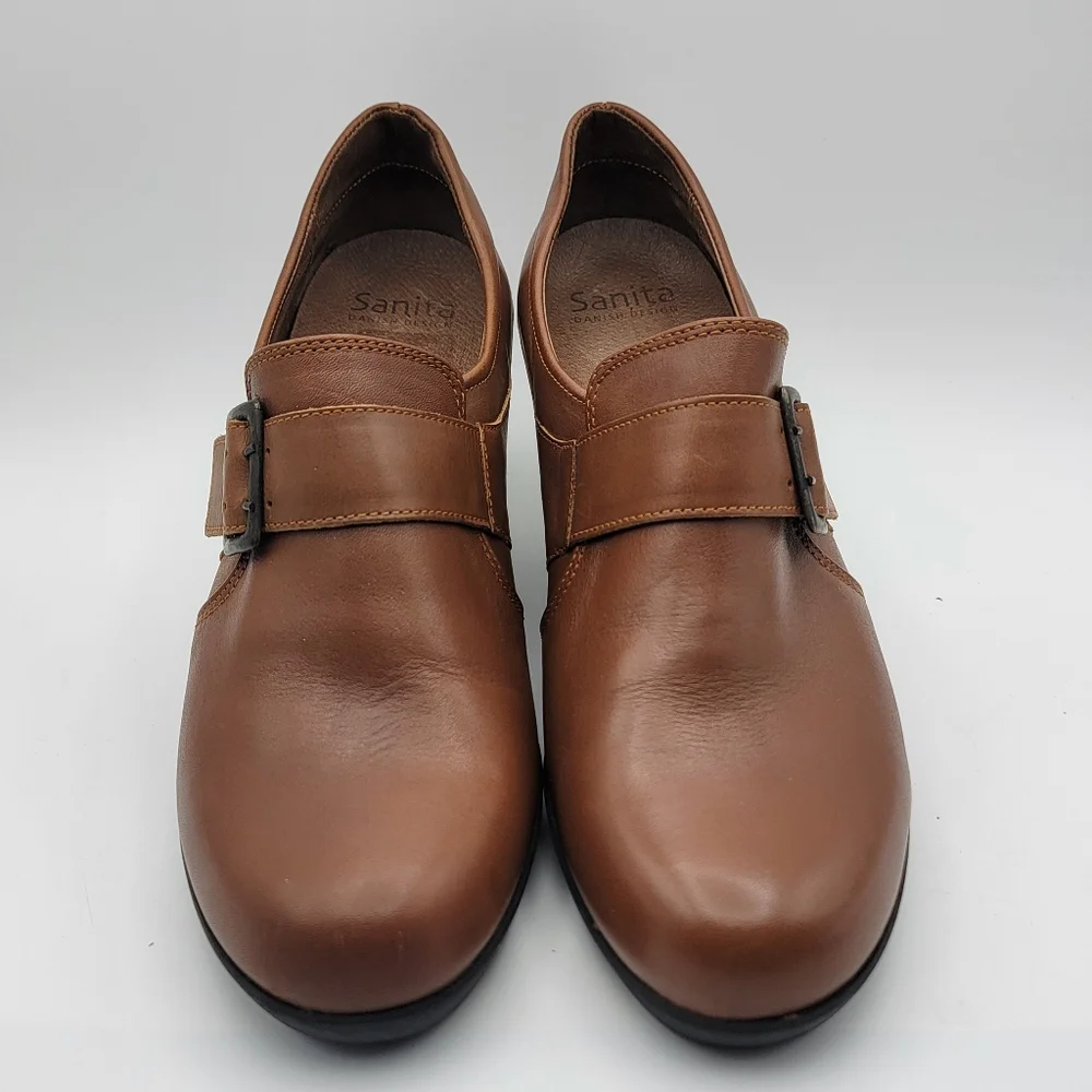 Sanita Brown Shoes Wedge Heel‎ Pumps w/ Buckle Maralyn SIZE 40; US 9.5. #1617